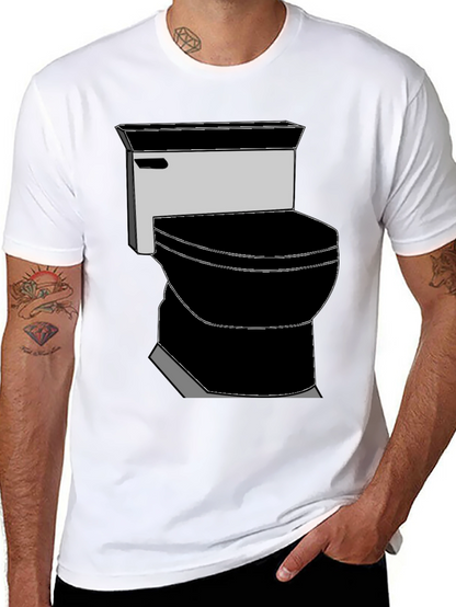 Toilet Graphic Tee - Black Cotton T-Shirt