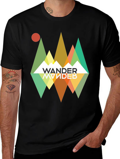 Wander Graphic Tee - Retro Mountain Adventure