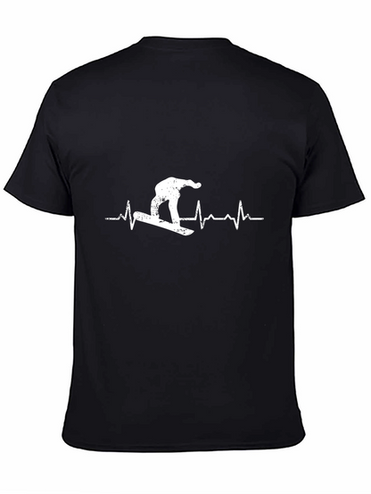 Snowboard Heartbeat T-Shirt - Black Graphic Tee