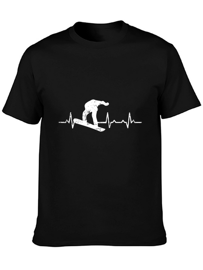 Snowboard Heartbeat T-Shirt - Black Graphic Tee