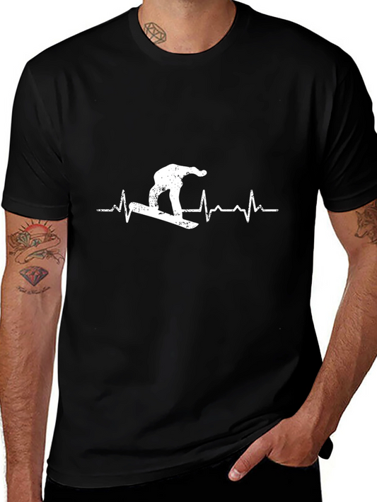 Snowboard Heartbeat T-Shirt - Black Graphic Tee