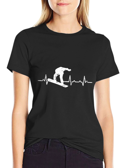 Snowboard Heartbeat T-Shirt - Black Graphic Tee