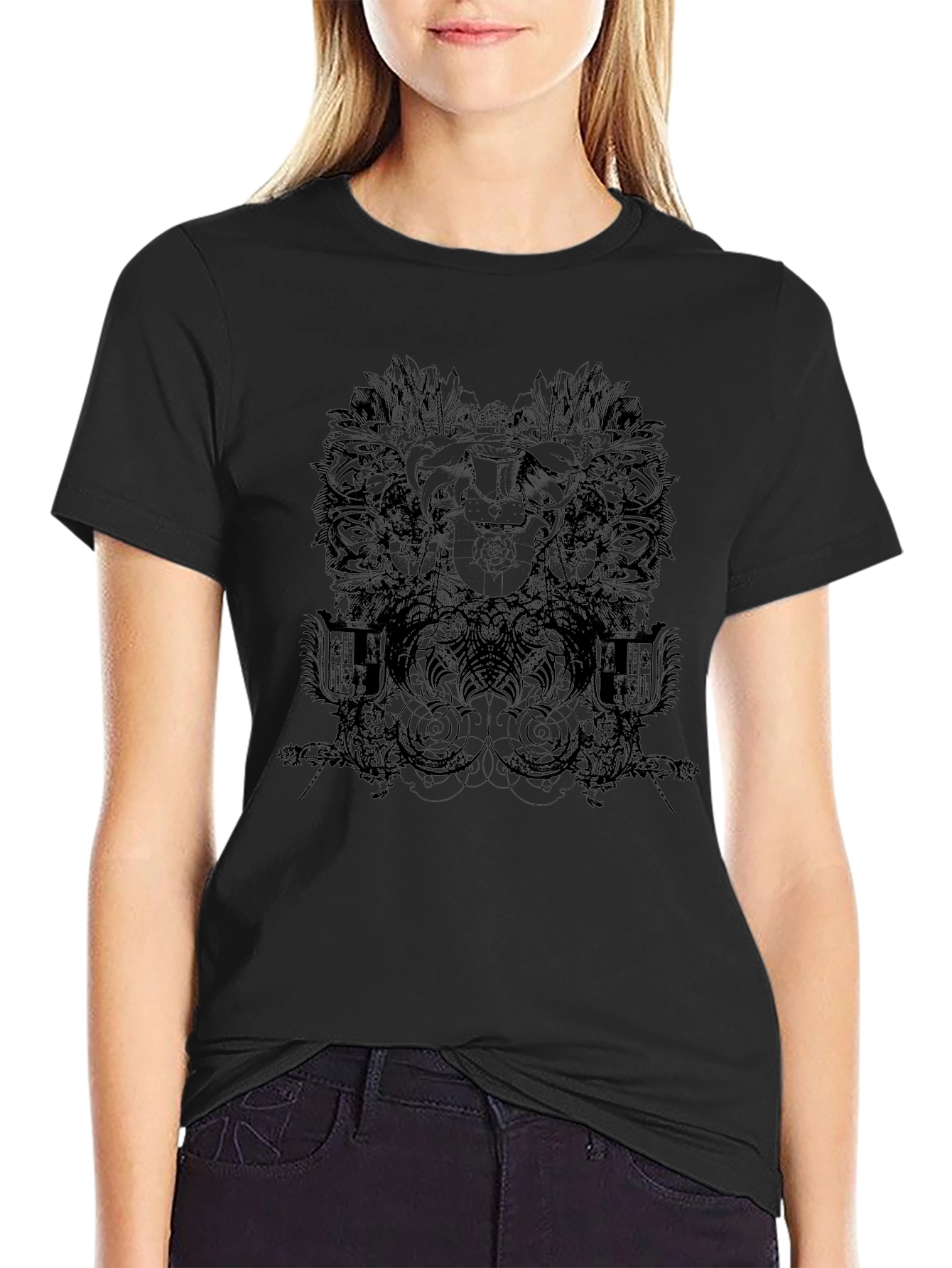 Black Graphic Print Tee