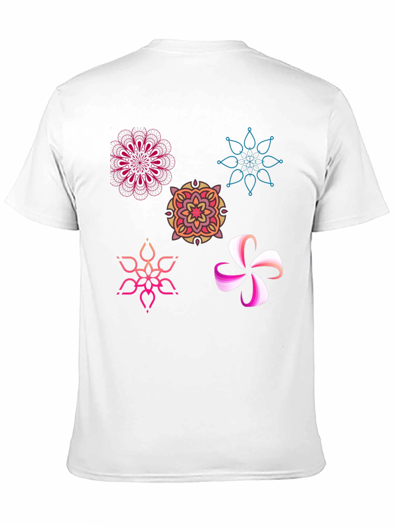 Abstract Floral Design Black T-Shirt