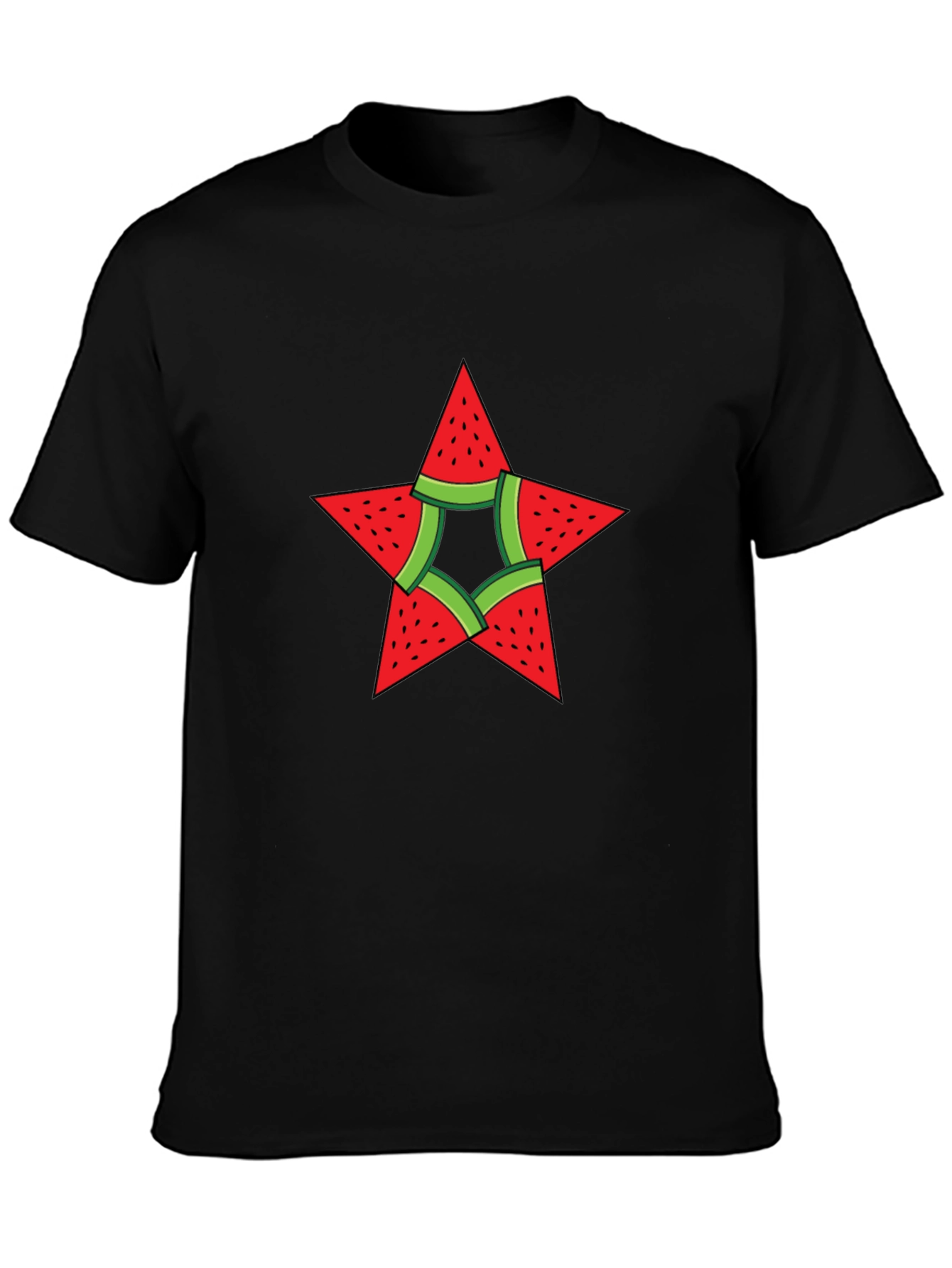 Watermelon Star Graphic Black T-Shirt