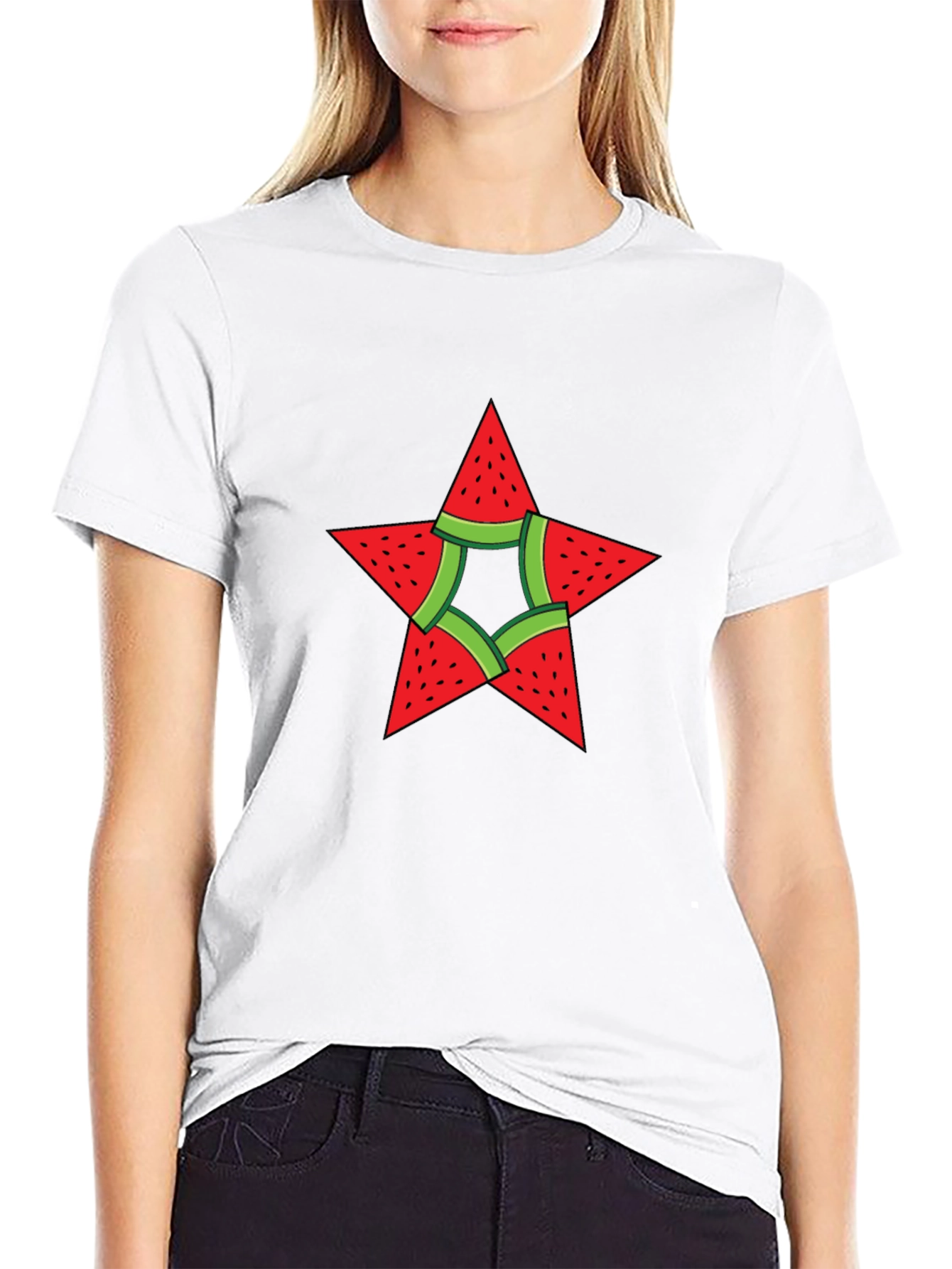 Watermelon Star Graphic Black T-Shirt