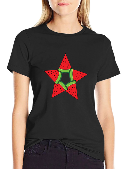 Watermelon Star Graphic Black T-Shirt