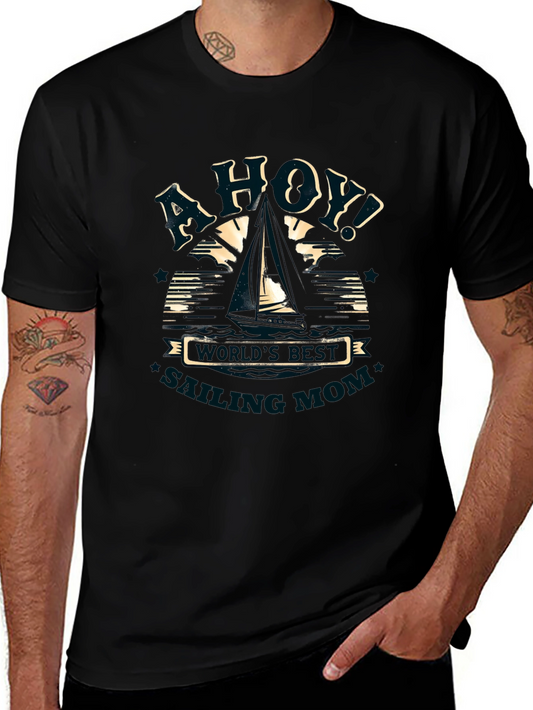Ahoy Sailing Mom Graphic T-Shirt