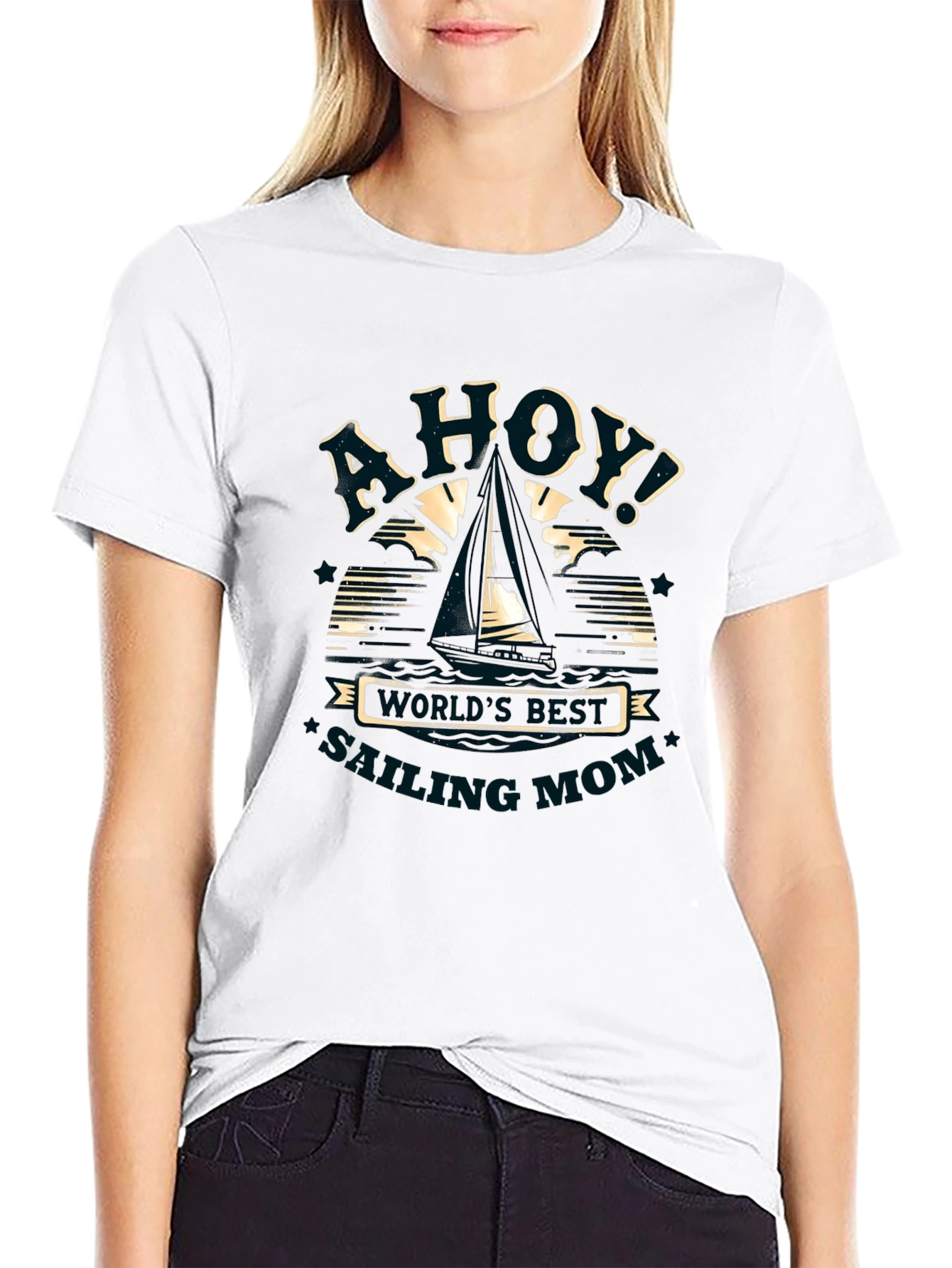 Ahoy Sailing Mom Graphic T-Shirt