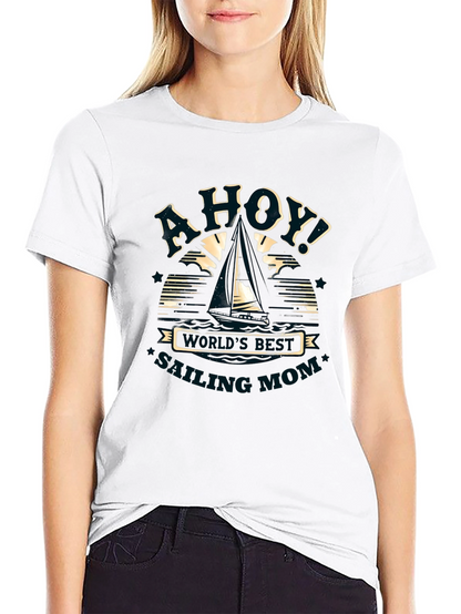 Ahoy Sailing Mom Graphic T-Shirt
