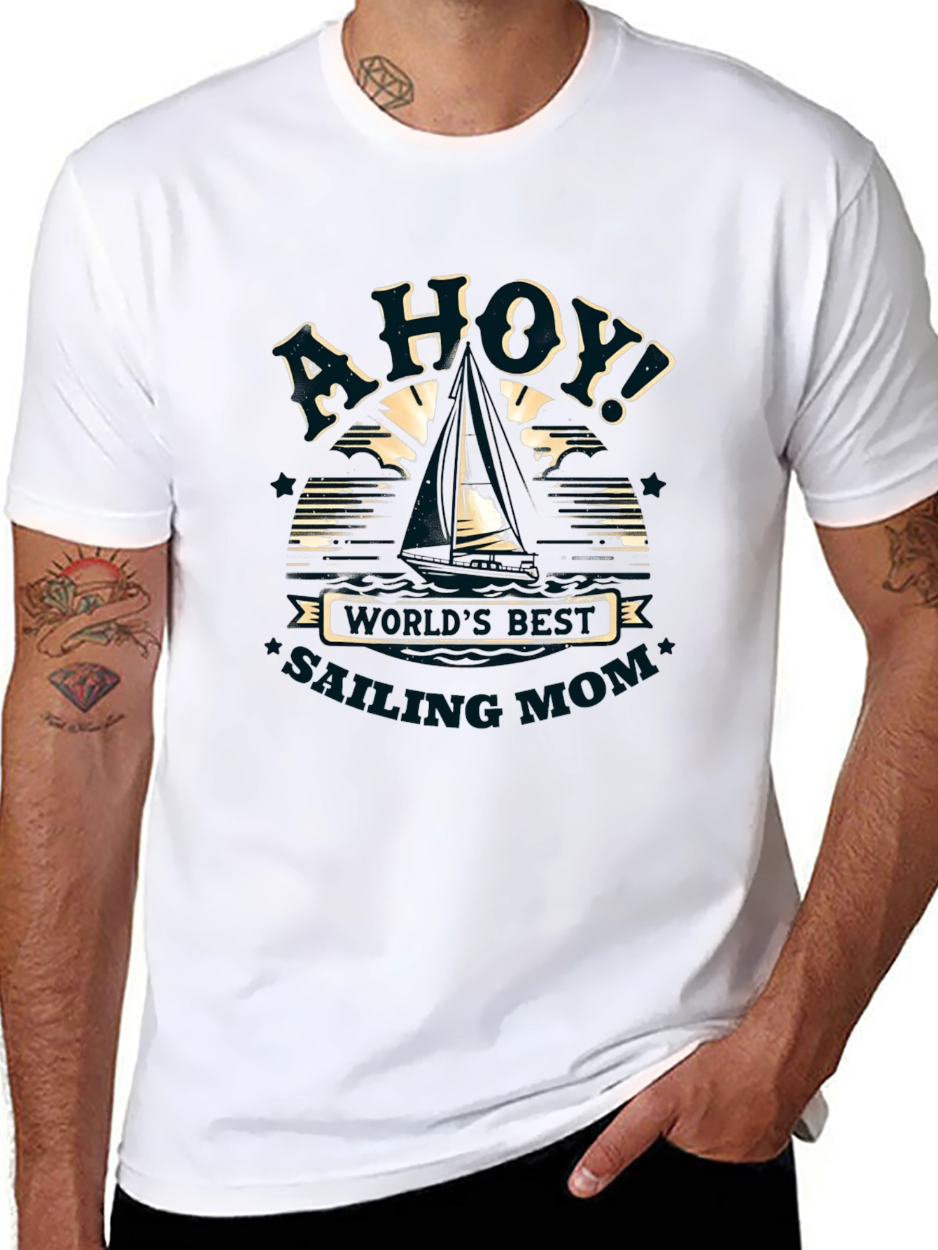 Ahoy Sailing Mom Graphic T-Shirt