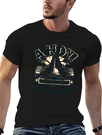 Ahoy Sailing Mom Graphic T-Shirt