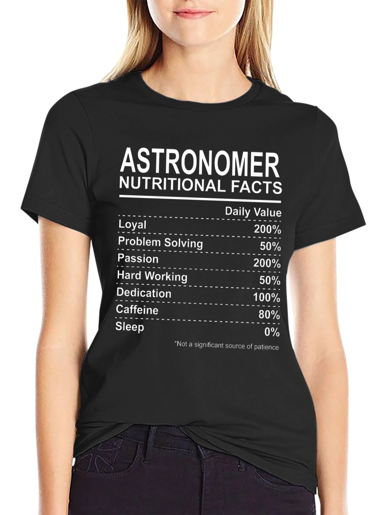 Astronomer Nutritional Facts Black T-Shirt
