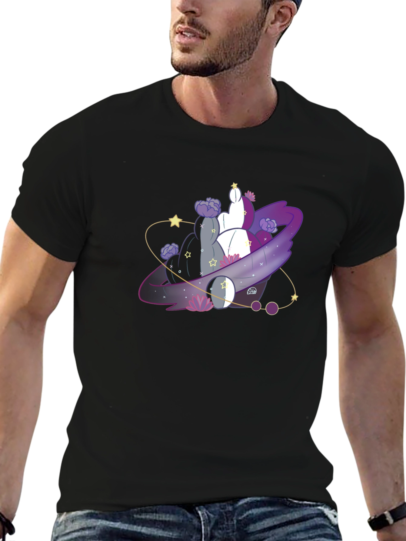 Asexual Pride Galaxy T-Shirt - Black