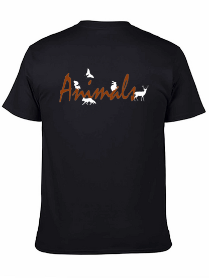 Animals Graphic T-Shirt - Black Crew Neck Tee