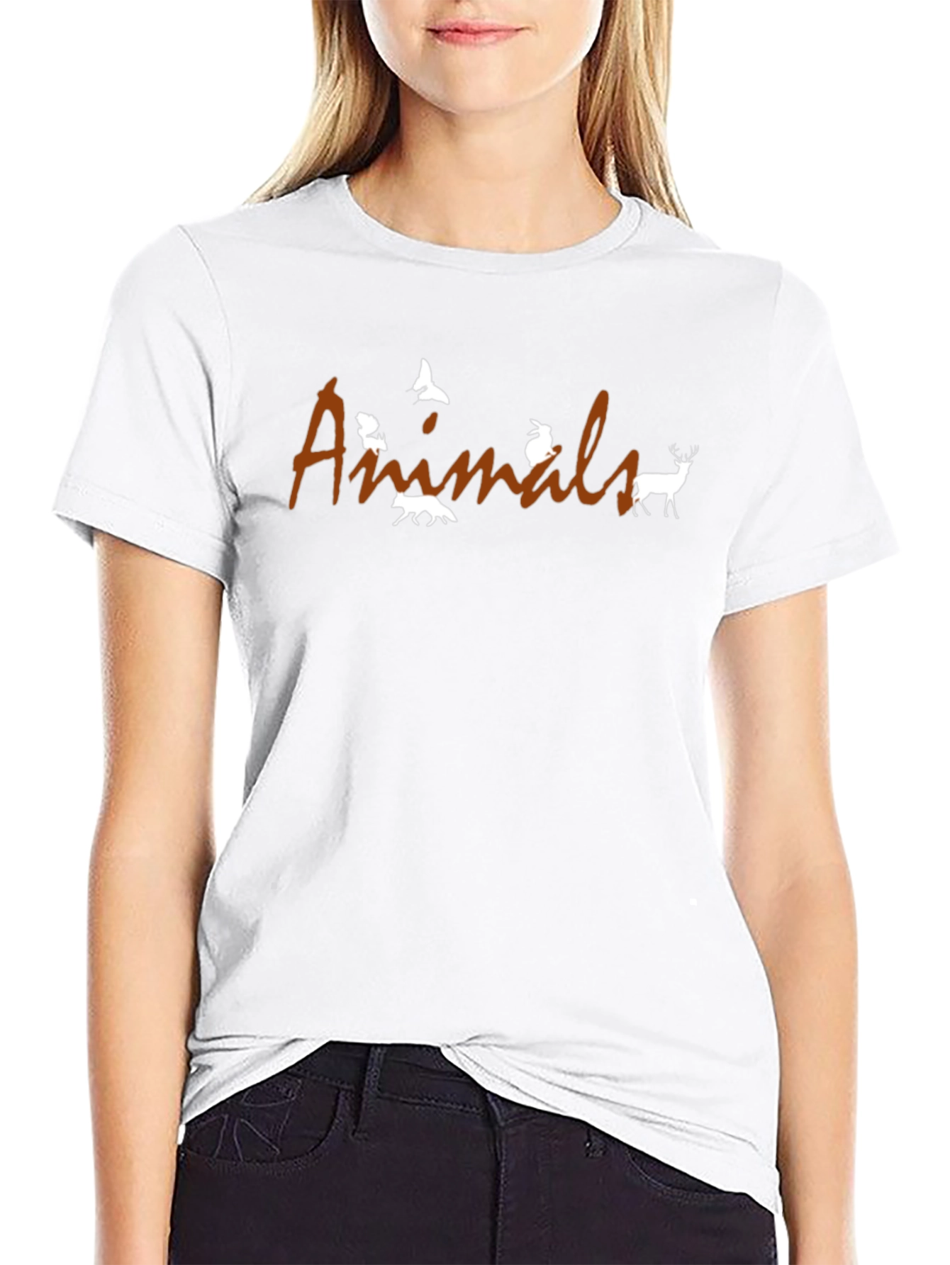 Animals Graphic T-Shirt - Black Crew Neck Tee