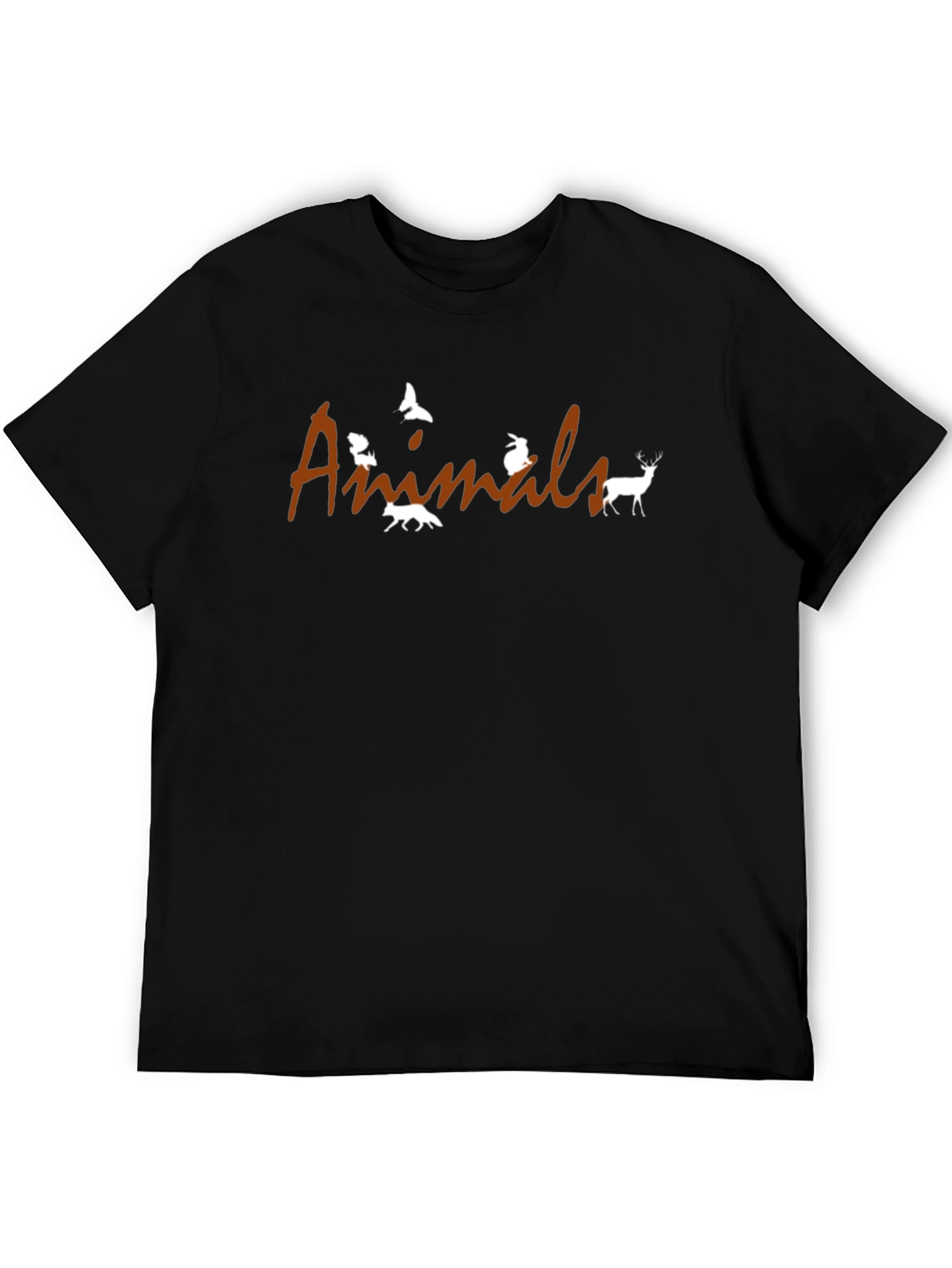 Animals Graphic T-Shirt - Black Crew Neck Tee