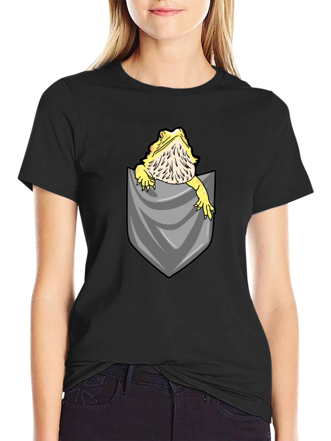Bearded Dragon Pocket T-Shirt - Cute Reptile Tee