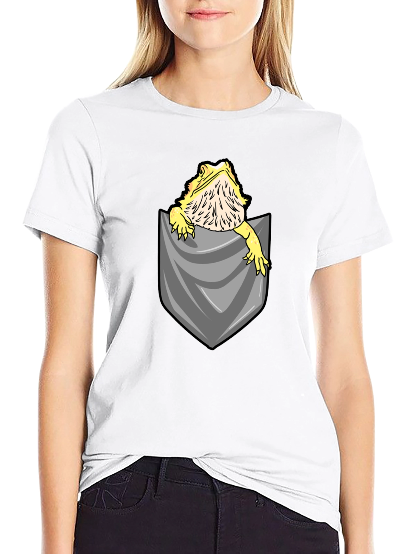Bearded Dragon Pocket T-Shirt - Cute Reptile Tee