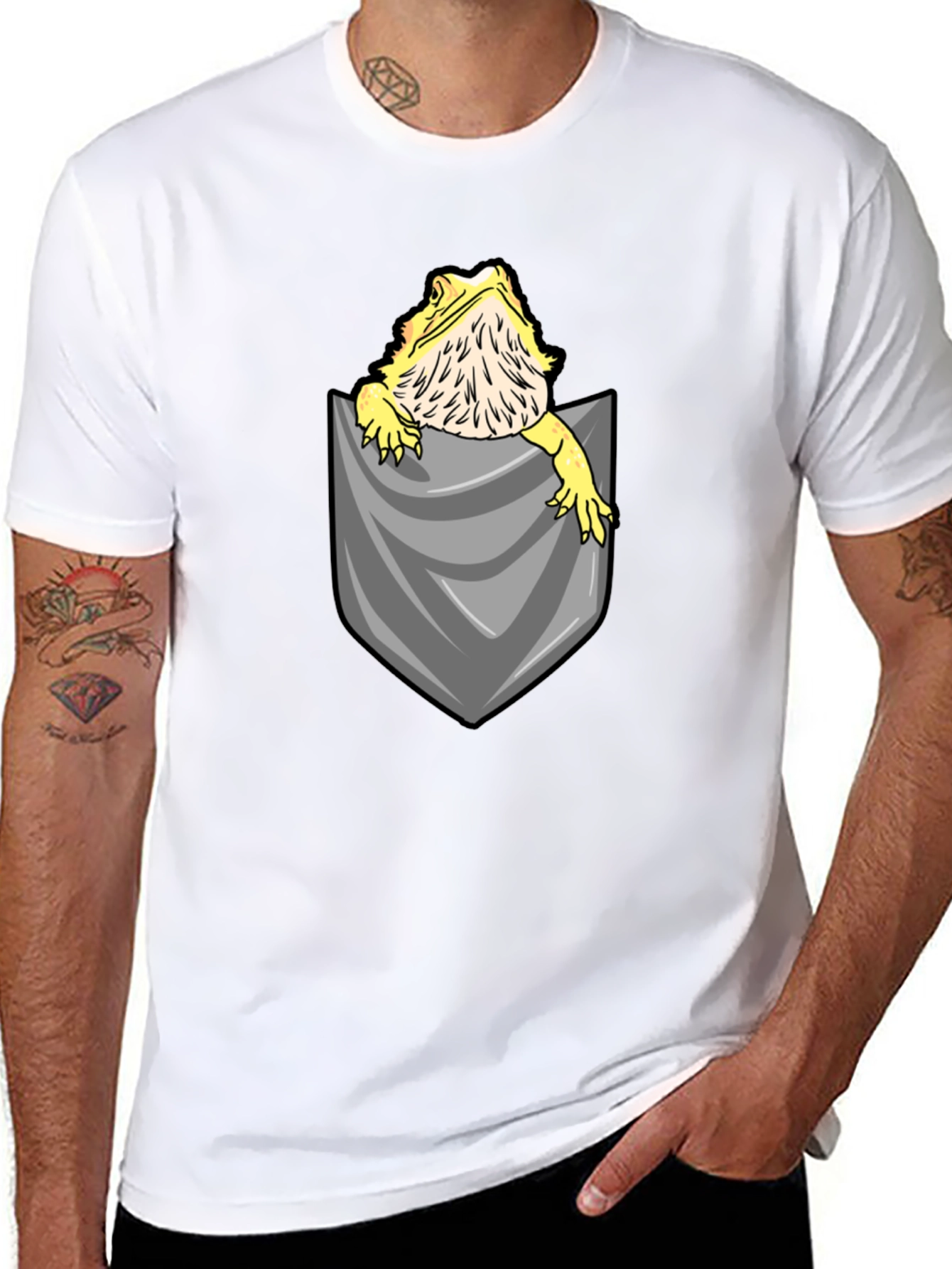 Bearded Dragon Pocket T-Shirt - Cute Reptile Tee