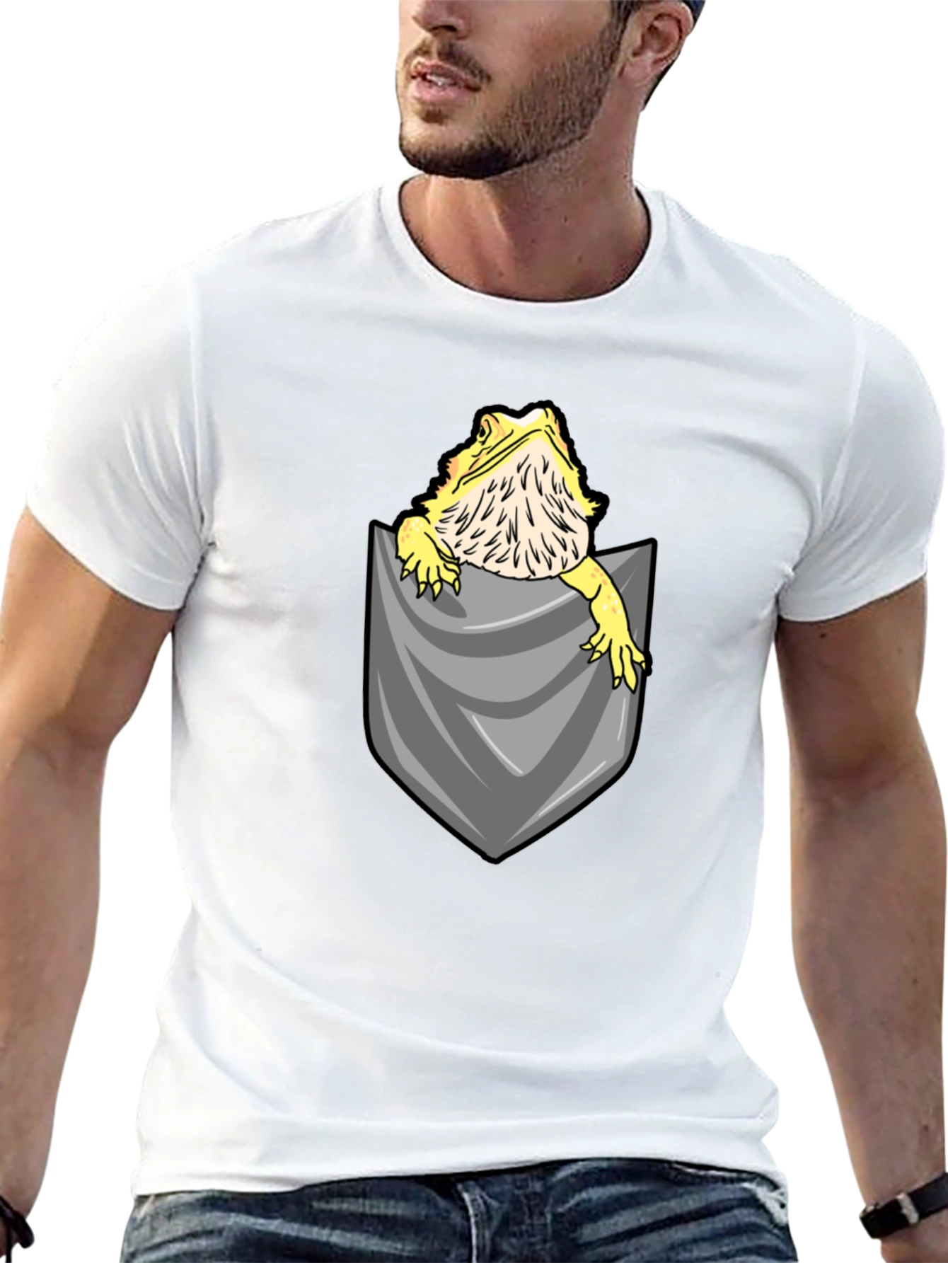 Bearded Dragon Pocket T-Shirt - Cute Reptile Tee