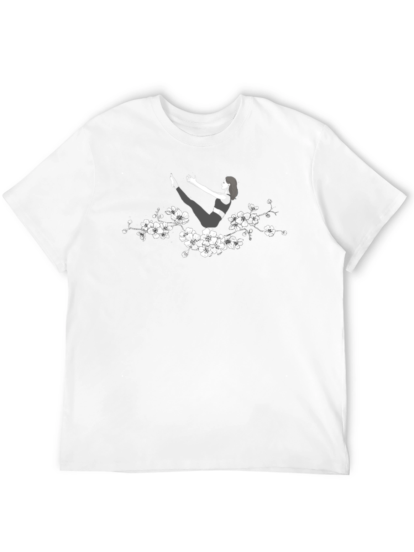 Yoga Pose T-Shirt with Floral Accent