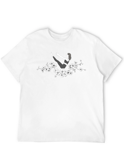 Yoga Pose T-Shirt with Floral Accent