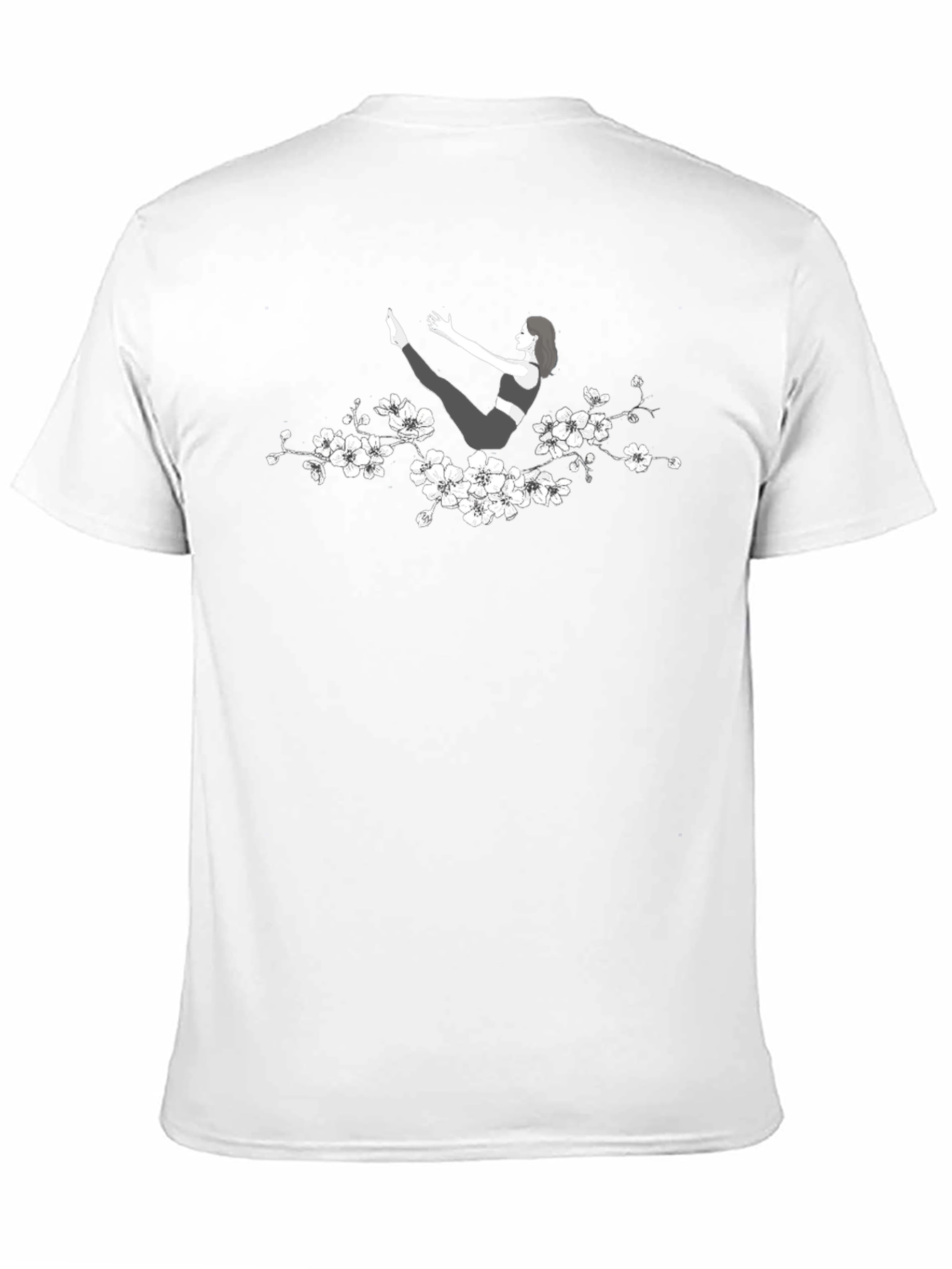 Yoga Pose T-Shirt with Floral Accent
