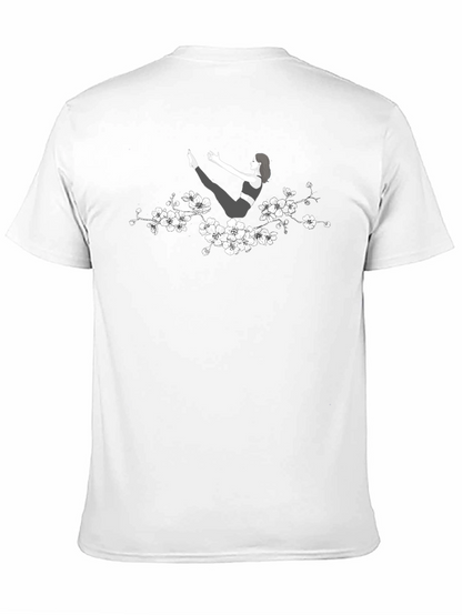 Yoga Pose T-Shirt with Floral Accent