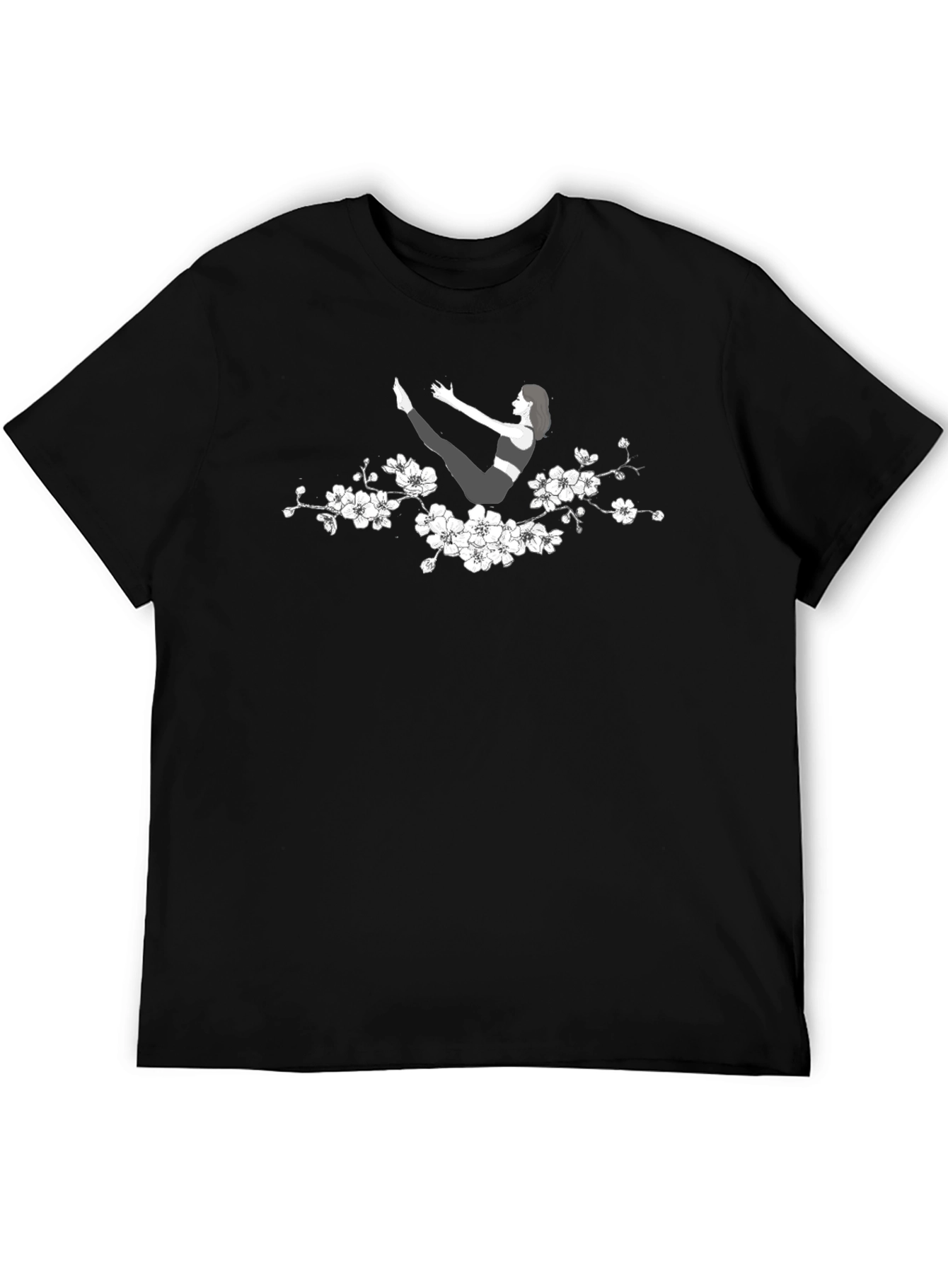 Yoga Pose T-Shirt with Floral Accent