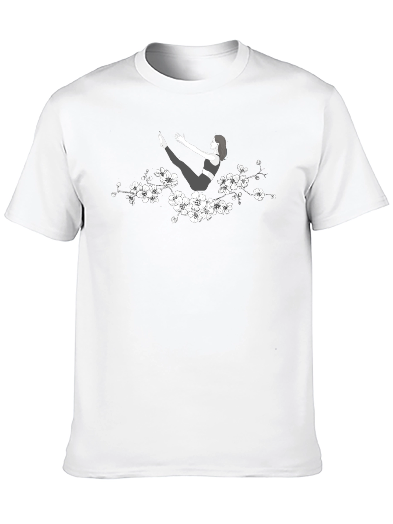 Yoga Pose T-Shirt with Floral Accent