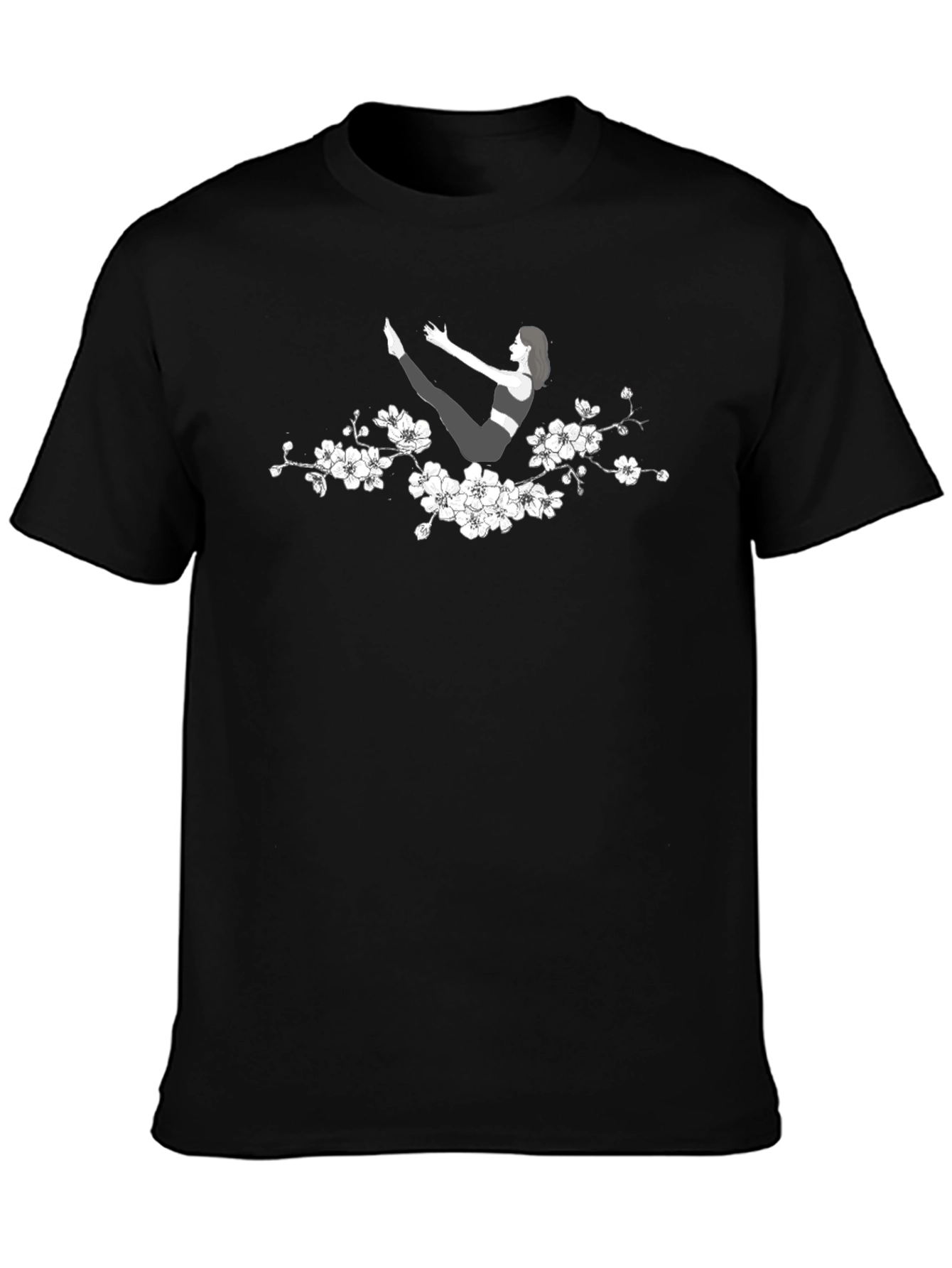 Yoga Pose T-Shirt with Floral Accent