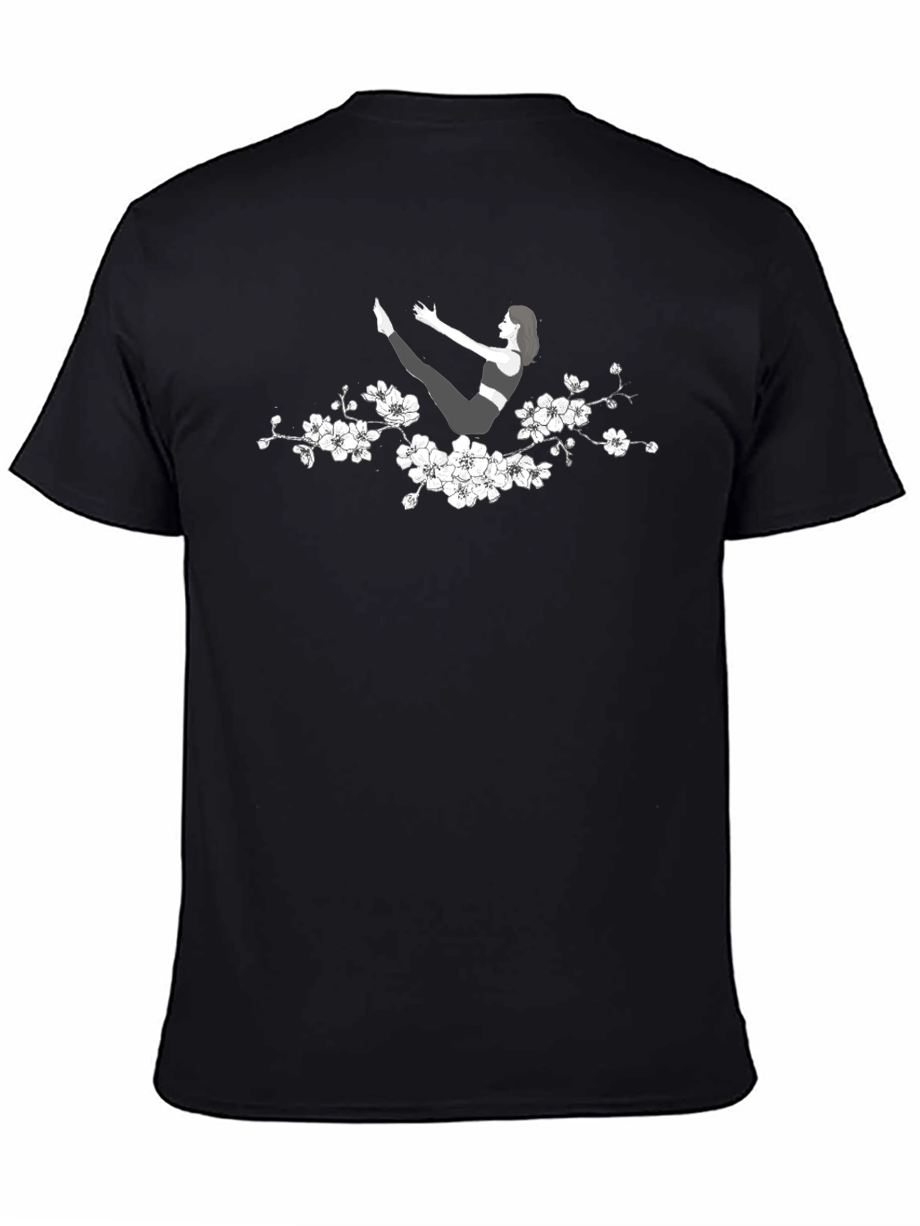 Yoga Pose T-Shirt with Floral Accent