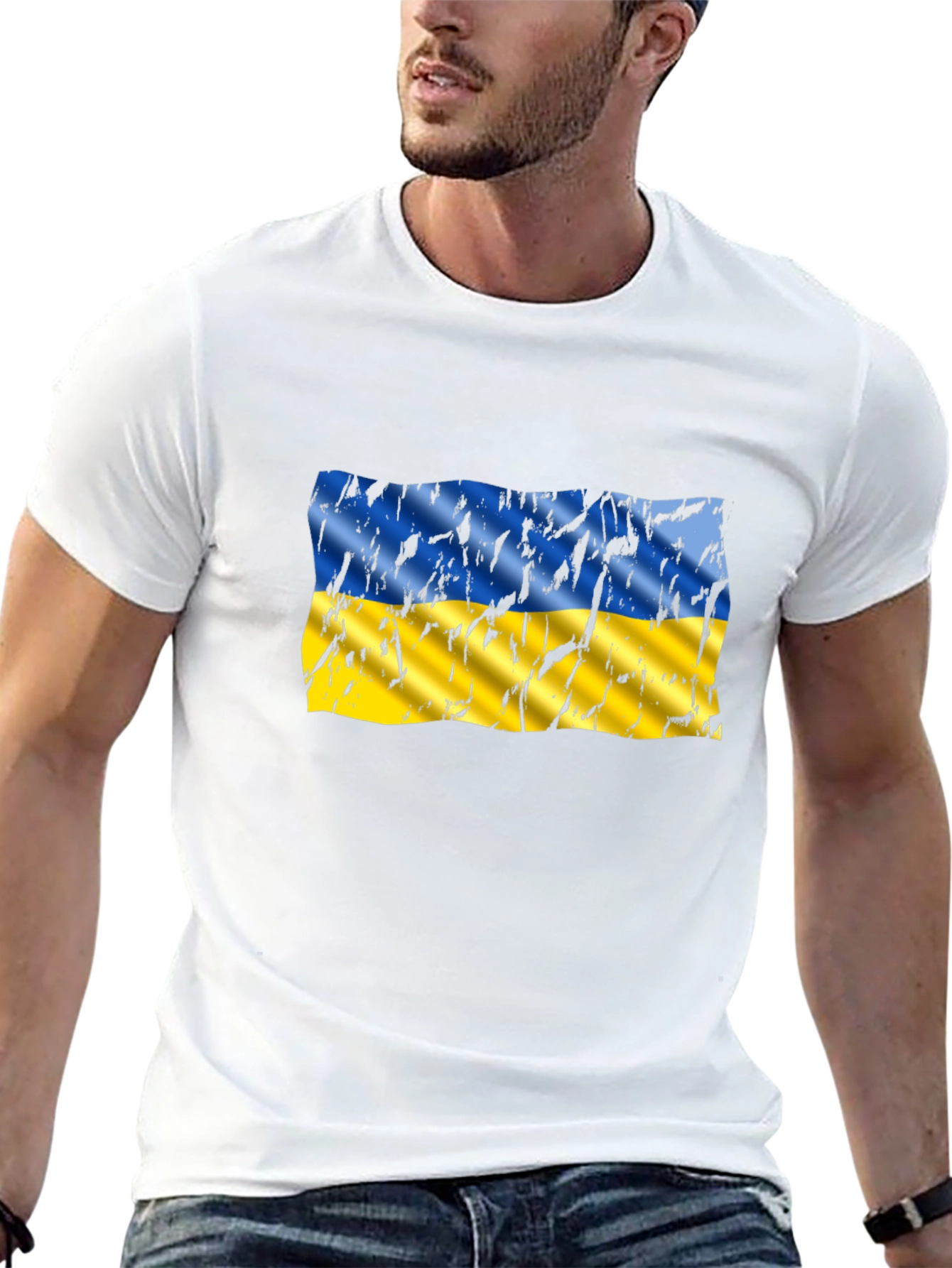 Ukraine Flag Distressed Graphic T-Shirt