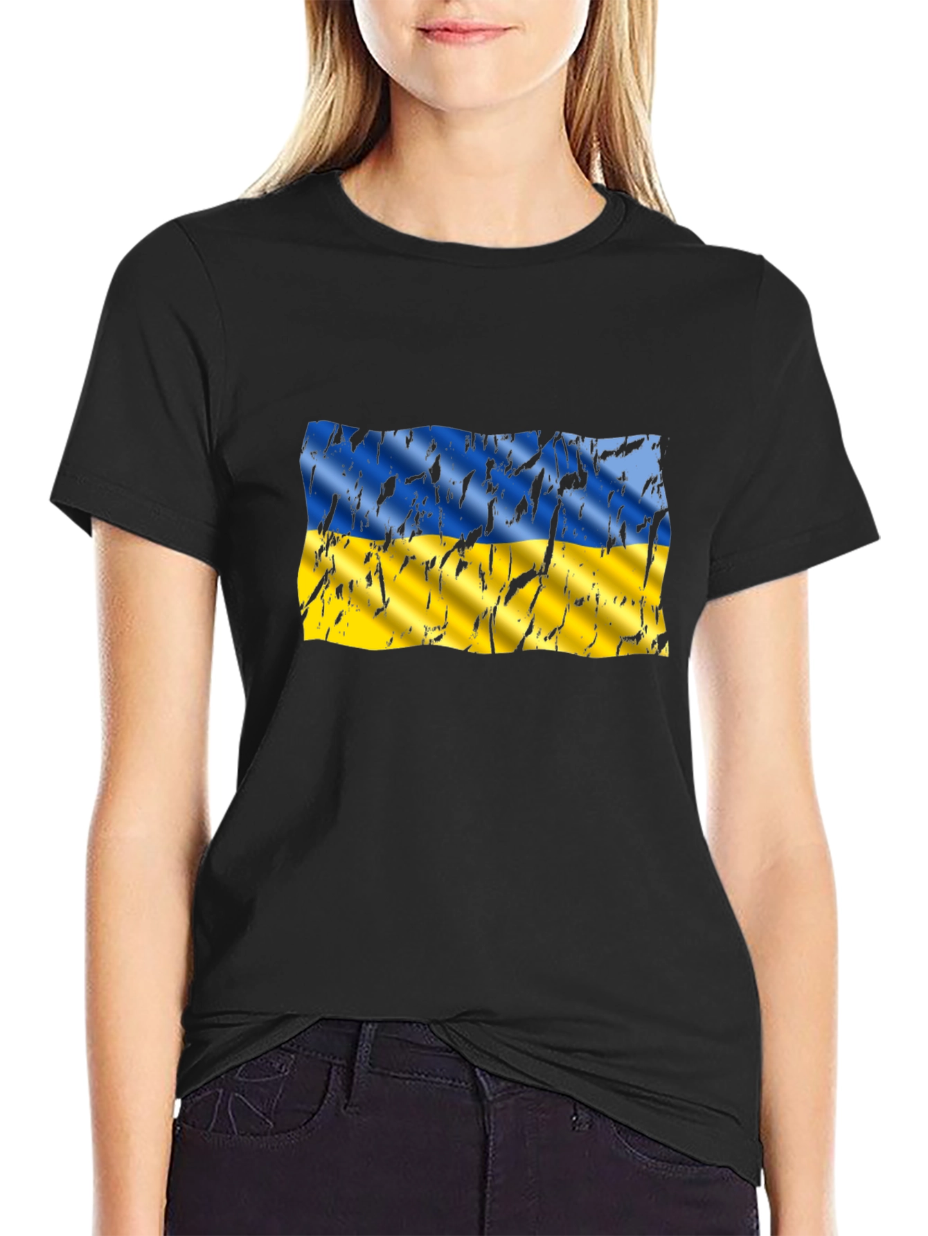 Ukraine Flag Distressed Graphic T-Shirt
