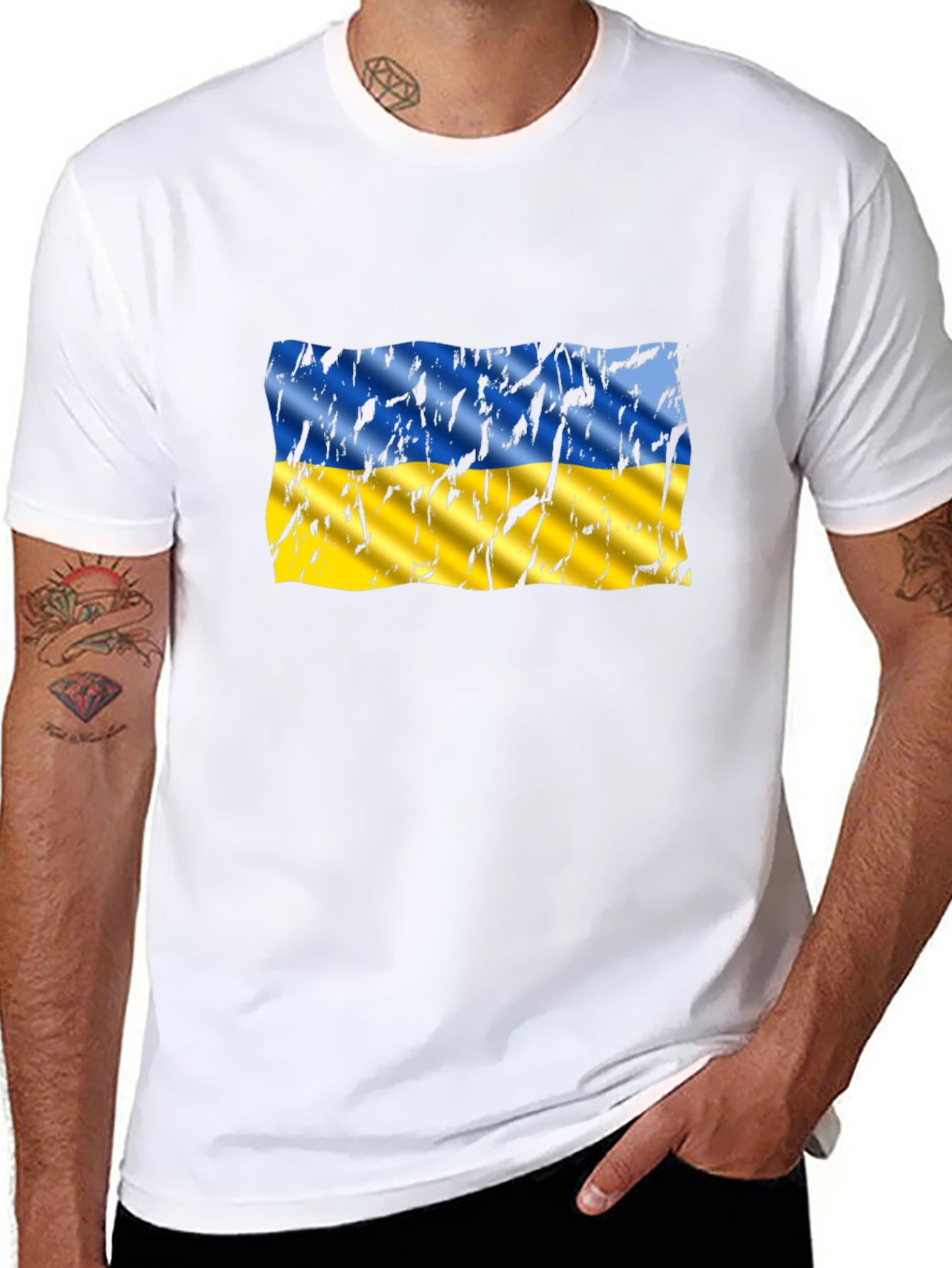 Ukraine Flag Distressed Graphic T-Shirt