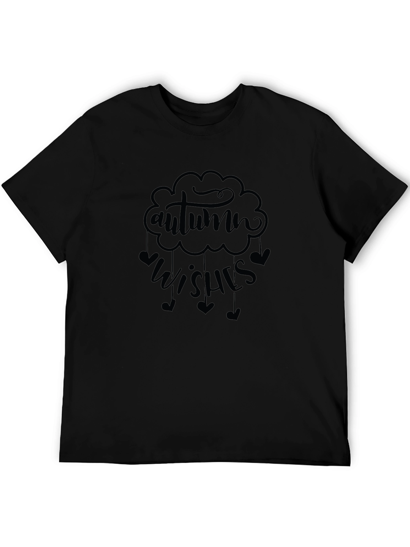 Autumn Wishes Graphic Tee - Black Cotton Comfort