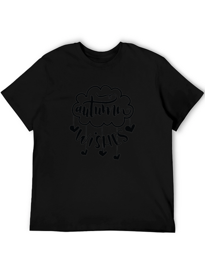 Autumn Wishes Graphic Tee - Black Cotton Comfort