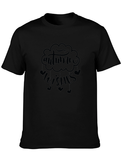 Autumn Wishes Graphic Tee - Black Cotton Comfort
