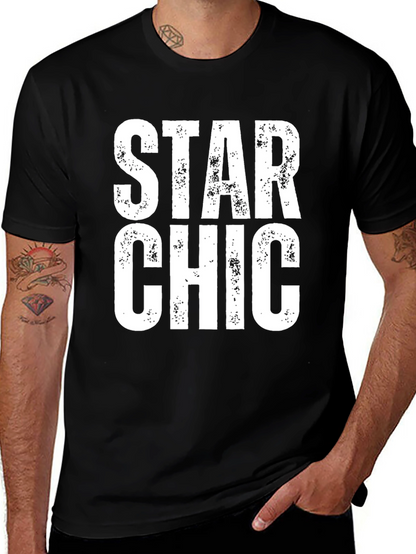 Star Chic Graphic Tee - Black Cotton T-Shirt