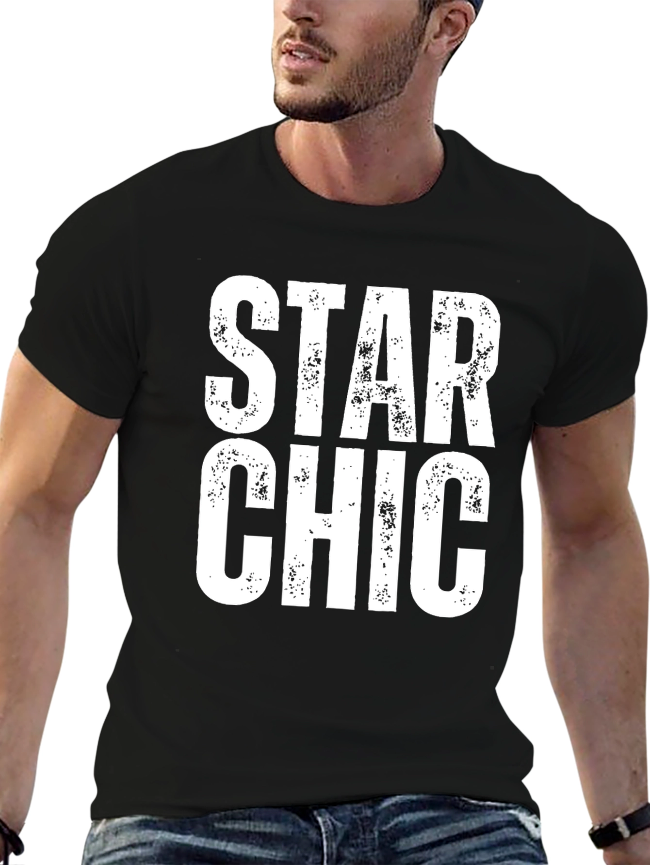 Star Chic Graphic Tee - Black Cotton T-Shirt