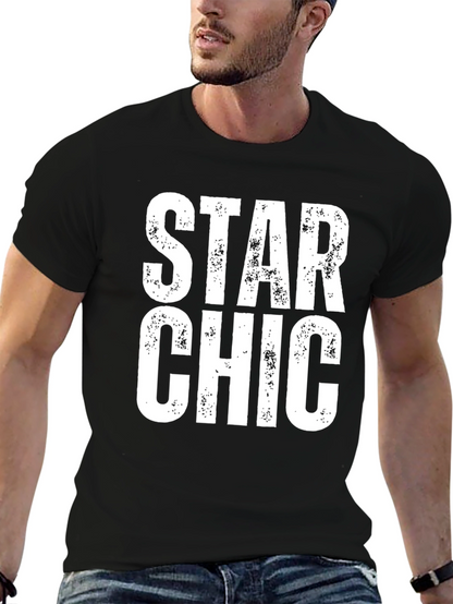 Star Chic Graphic Tee - Black Cotton T-Shirt