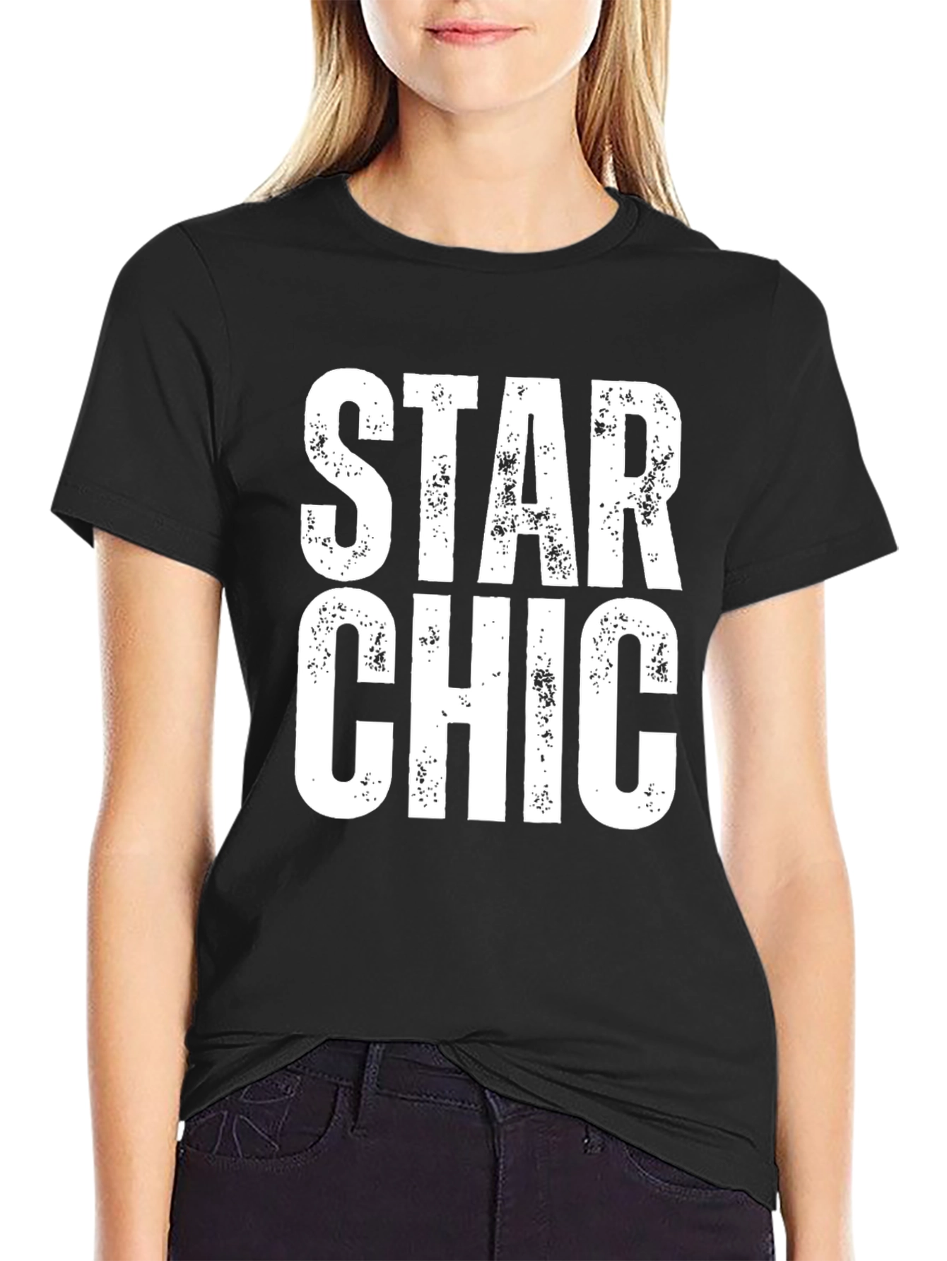 Star Chic Graphic Tee - Black Cotton T-Shirt