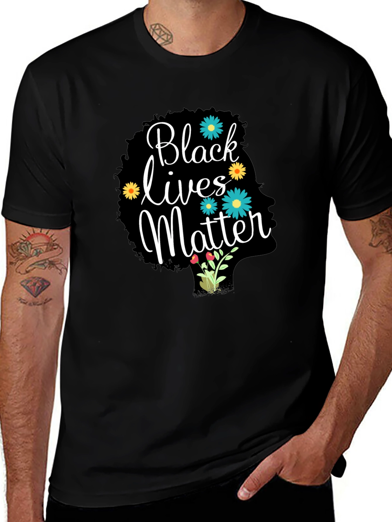 Black Lives Matter Floral Afro Tee