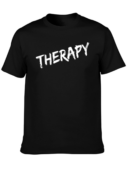 Therapy Slogan Black T-Shirt