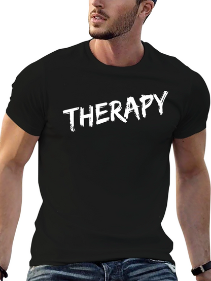 Therapy Slogan Black T-Shirt