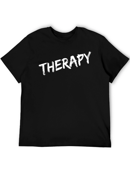 Therapy Slogan Black T-Shirt