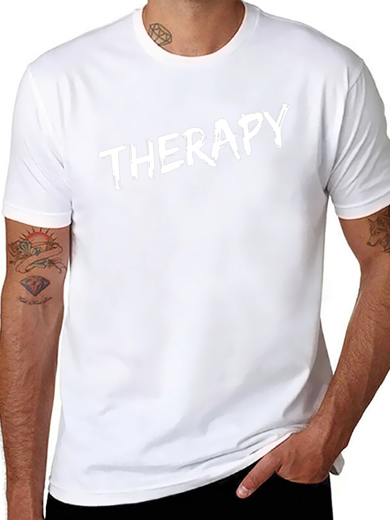 Therapy Slogan Black T-Shirt