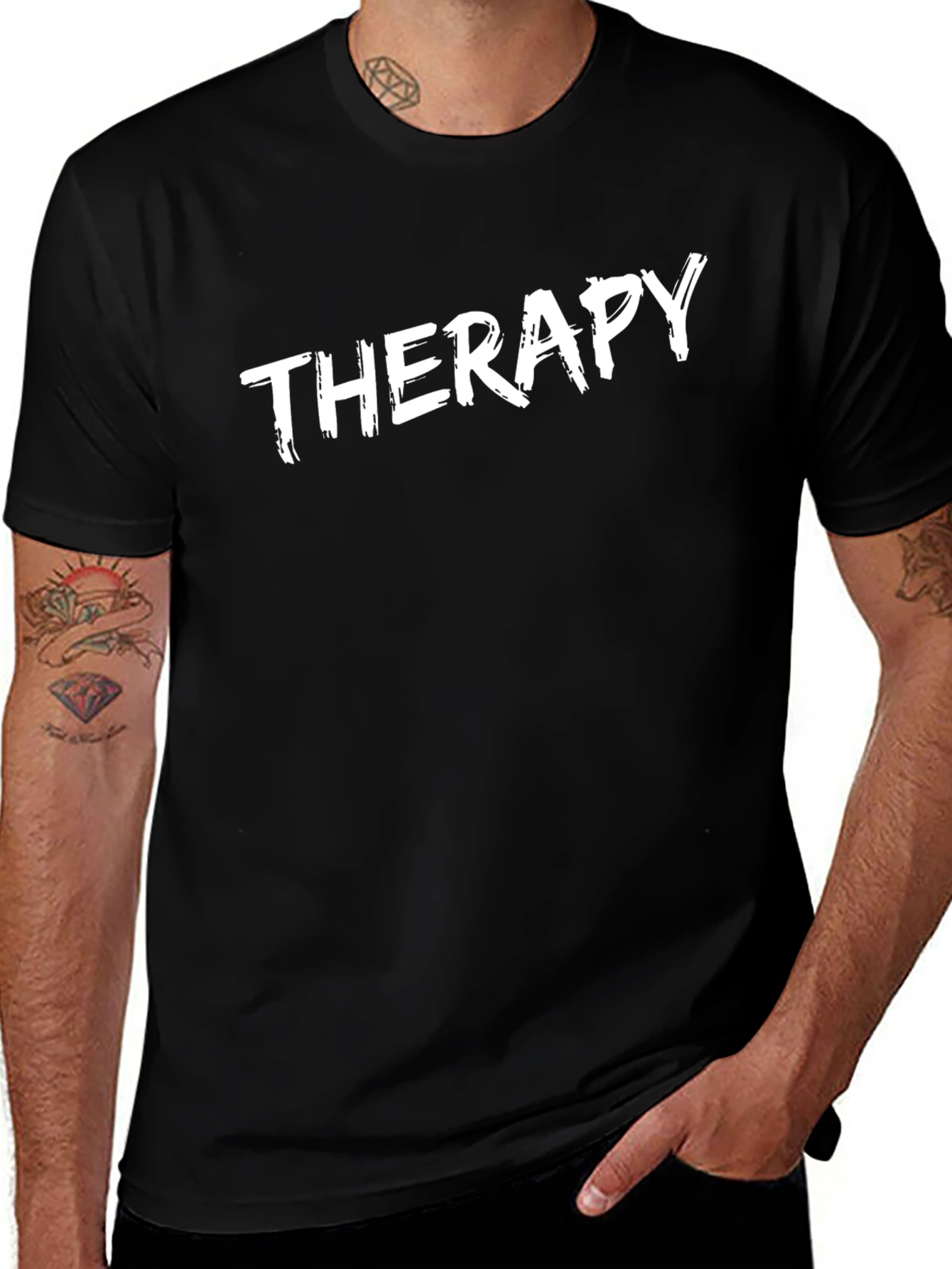 Therapy Slogan Black T-Shirt
