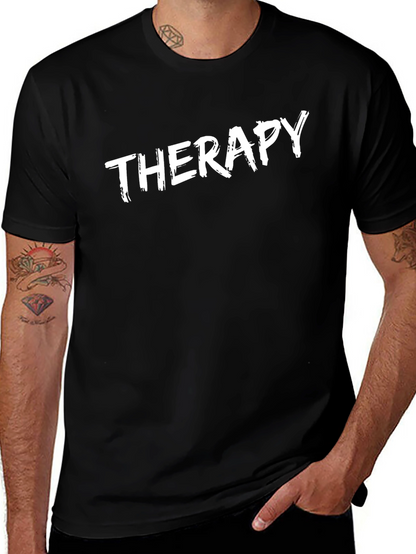 Therapy Slogan Black T-Shirt